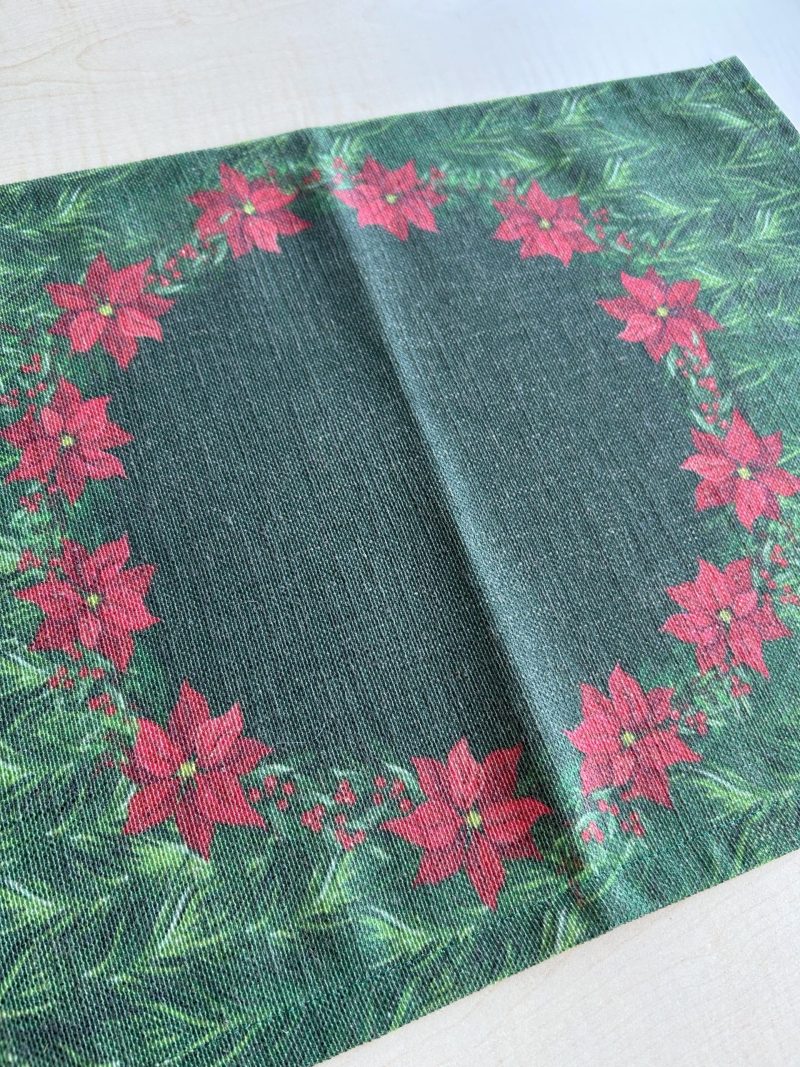 Holiday Themed Placemats, Poinsettia Flower Pattern Set of 2 - Image 6