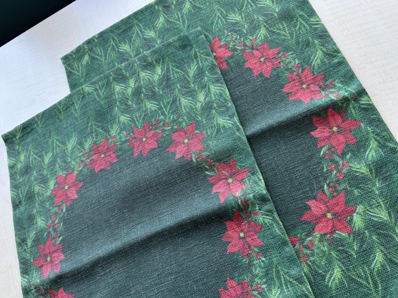 Holiday Themed Placemats, Poinsettia Flower Pattern Set of 2 - Image 9