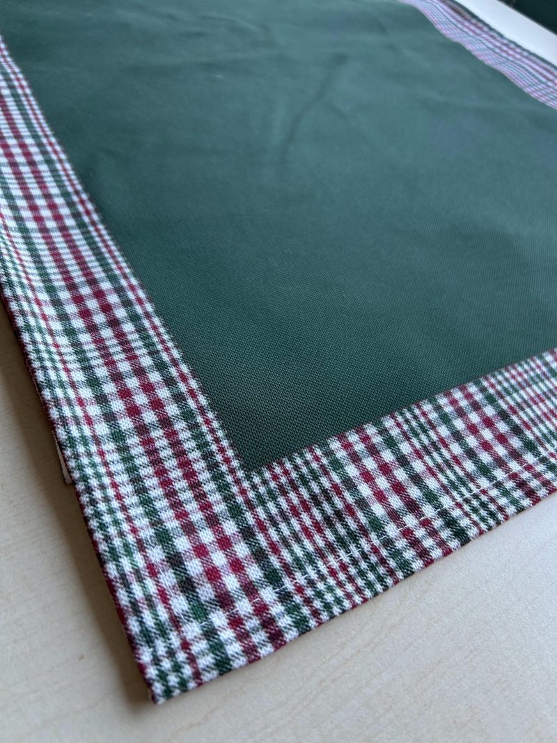 Hunter Green and Red Runner with Plaid Border, Holiday Decor - Image 5