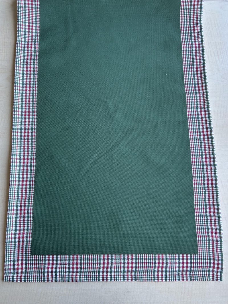 Hunter Green and Red Runner with Plaid Border, Holiday Decor - Image 6