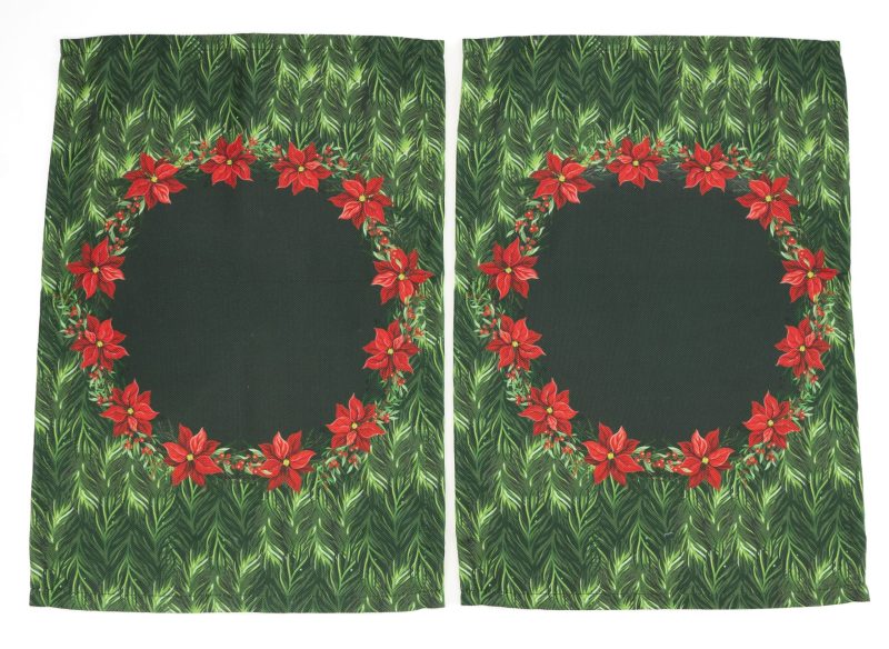 Holiday Themed Placemats, Poinsettia Flower Pattern Set of 2 - Image 14