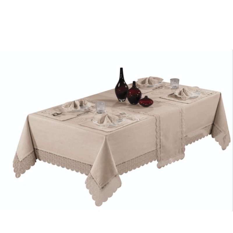 Tablecloth, Runner and Placemat Set for Wedding Gift or Anniversary, Family Gatherings, or Housewarming Gift, 26-Piece Farmhouse Style Set - Image 15