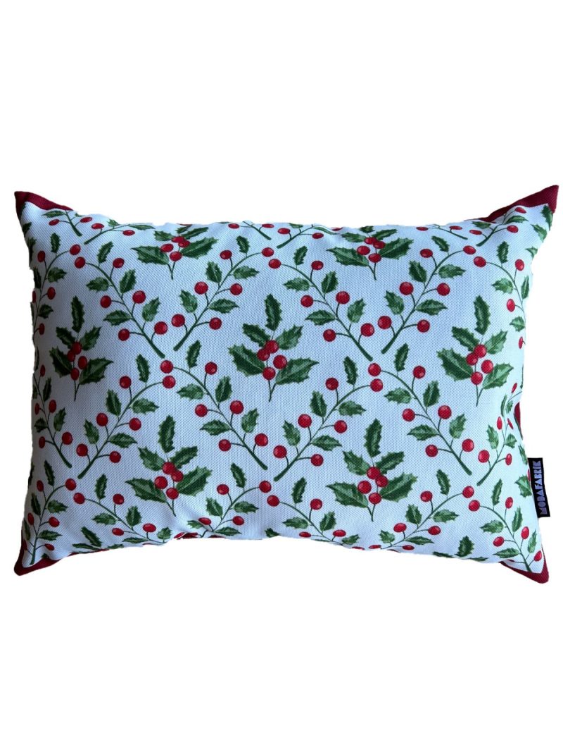 Holly Branch and Berries Pillow Cover - Holiday Decorating - Image 3